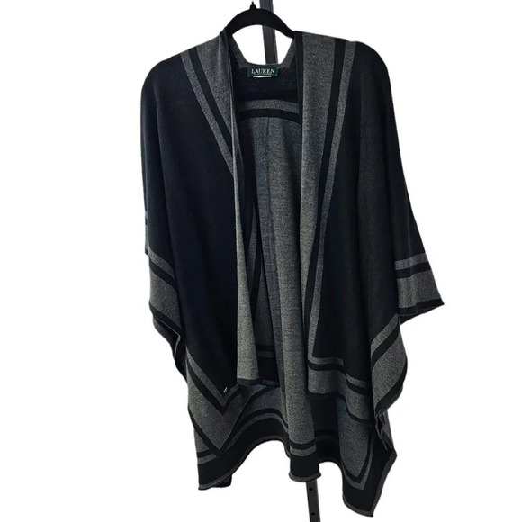 Ralph Lauren Womens Shawl Wrap Gray Draped Open Front  One Size Poncho Cardigan - Picture 4 of 9